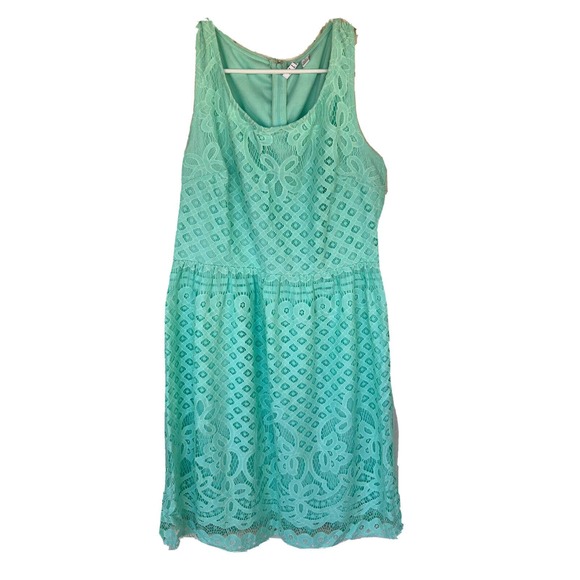 Elle Sheath Dress Sz 6 Mint Green Lace Party Sleeveless Knee Length Summer Fun - Picture 1 of 8
